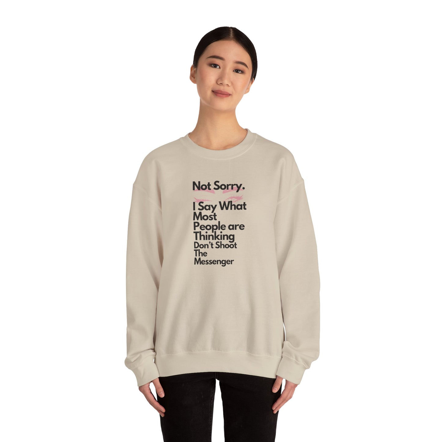 Not Sorry Heavy Blend Sweatshirt Black Letters