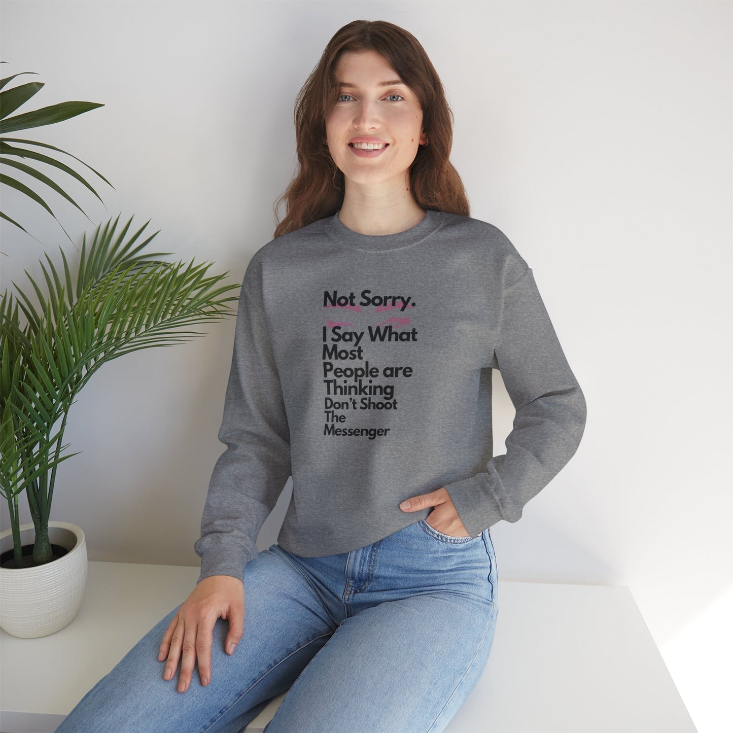 Not Sorry Heavy Blend Sweatshirt Black Letters