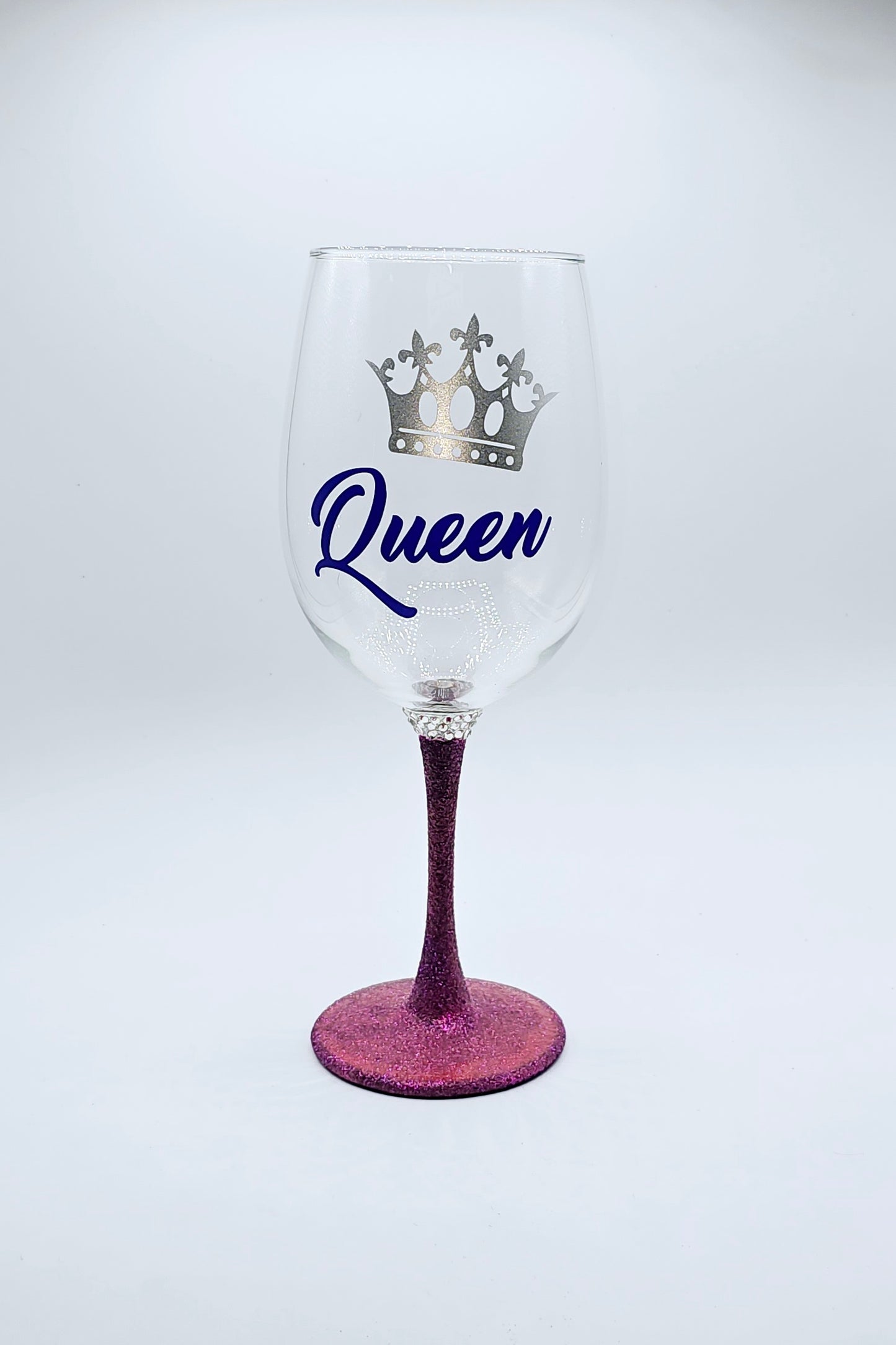 Wine Queen wine glass with purple stem