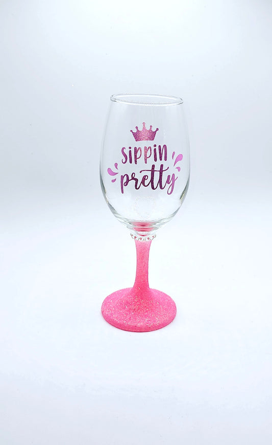 Sipping Pretty Wine wine glass with pink stem