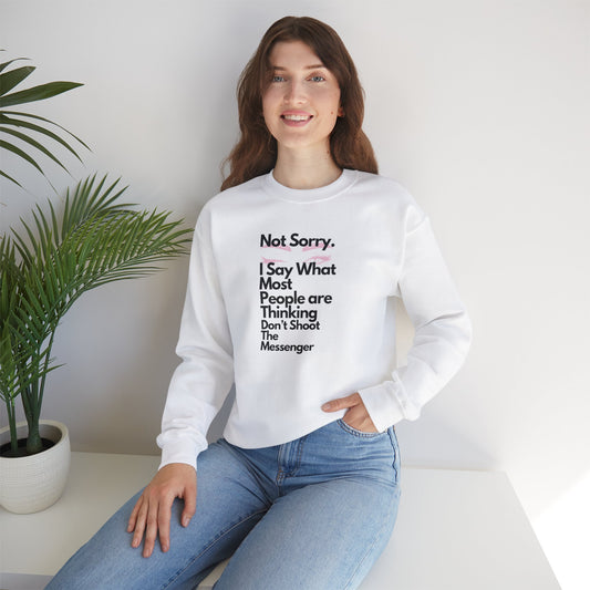 Not Sorry Heavy Blend Sweatshirt Black Letters