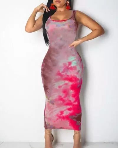 Tie Dye Beach Bodycon Dress - myfiercefirefashions