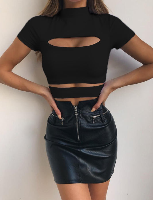 Hollowed out Crop Top - myfiercefirefashions