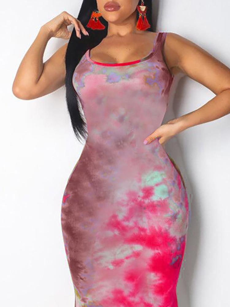 Tie Dye Beach Bodycon Dress - myfiercefirefashions