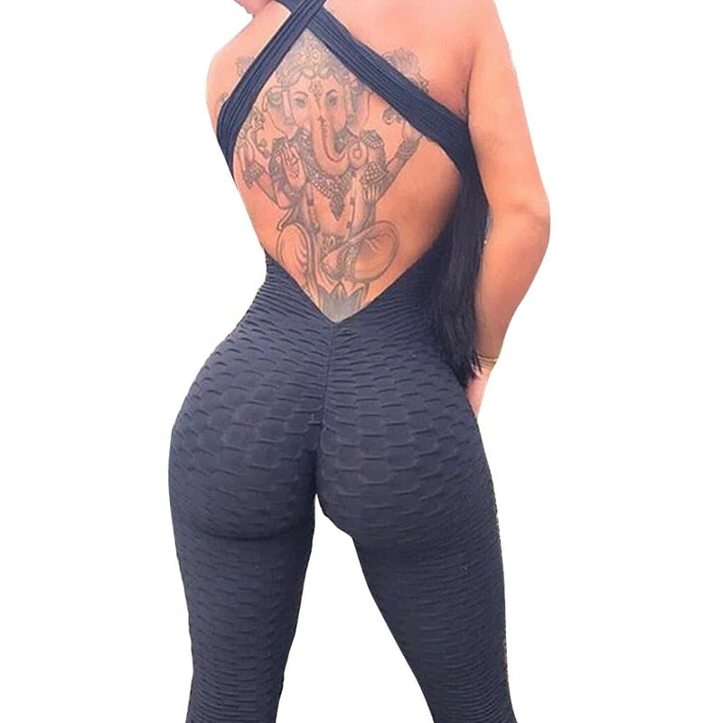 One Piece Sport Clothing Backless Sport Suit Workout Jumpsuit - myfiercefirefashions