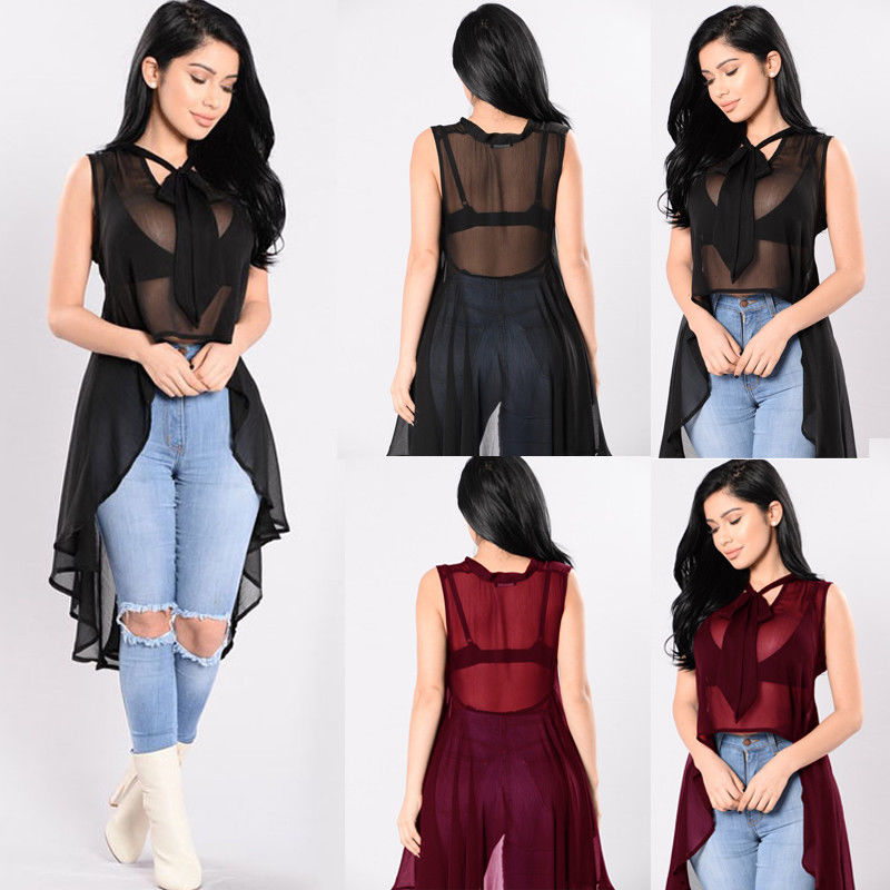 Sleeveless Loose Sheer Shirt - myfiercefirefashions