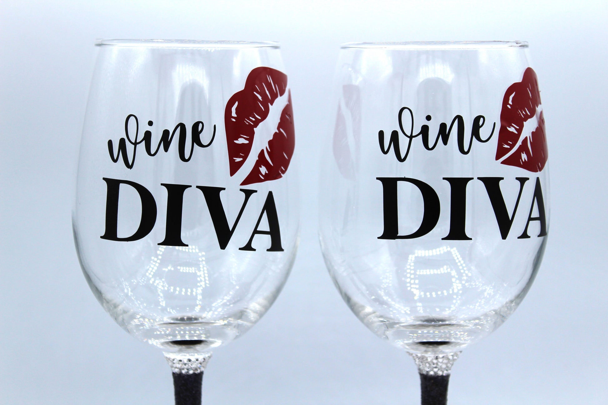 Wine Diva Glitter Bling Glass Set - myfiercefirefashions