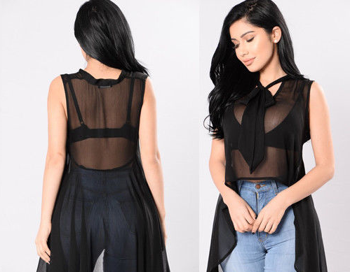 Sleeveless Loose Sheer Shirt - myfiercefirefashions