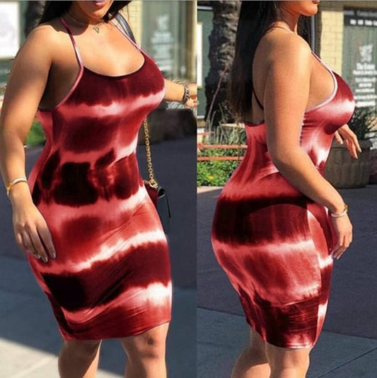 Tie-Dye Bodycon Mini Dress - myfiercefirefashions